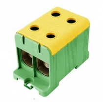 Univerzális sorkapocs PE zöld-sárga 35-150mm2Cu/Alu 1P csavaros kalapsínre UK 150/2 PE Pollmann