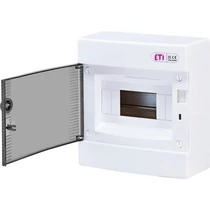 Kiselosztó 8modulos falon kívüli füstszínű ajtó. 0/f s. IP40 ETI