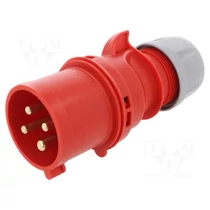 Ipari dugvilla lengő 3P+E 32A 4P 400V(50+60Hz) piros IP44 műanyag csavaros 6h-pozíció Shark PCE
