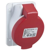 Ipari dugalj beépíthető 3P+E 3P 400V(50+60Hz) piros ferde 16A IP44 műanyag PratiKa Schneider