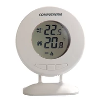 Szobatermosztát RF 433MHz elemes LCD programozható komplett 5-30°C 3V falonkívüli fehér QUANTRAX