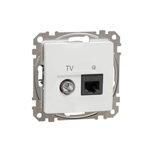 SednaÚj TV 1xKoax 1xRJ45 kezeletlen fényes fehér csavaros Cat6 Schneider