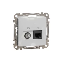 SednaÚj TV 1xKoax 1xRJ45 lakkozott matt alumínium csavaros Cat6 Schneider