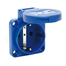 Háztartási dugalj beépíthető 2P+E +csapófedél 16A 3P 250V műanyag 50x50mm kék egyenes S-Nova PCE