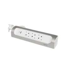 Sarokba illeszkedő elosztósor, 3x2P+F, USB-A + USB-C, 1 m vezetékkel, fehér-alumínium