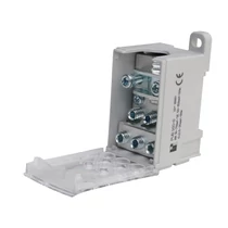 Elosztóblokk 160A 1x16-70+6x2,5-35mm2 1P csavaros 7csatl./>25 mm2 kalapsínre PVB 160-6 Pollmann