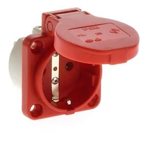 Háztartási dugalj beépíthető 2P+E +csapófedél 16A 3P 250V műanyag 50x50mm piros S-Nova PCE
