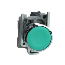 Nyomógomb komplett fém d22 zöld lapos visszaugró 1z csavaros kerek IP66 Harmony XB4 Schneider