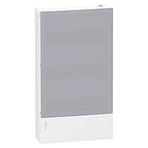 Kiselosztó PE/N-sínnel műanyag 3x 12M falonkívüli fehér IP40 átlátszó ajtó Mini Pragma Schneider
