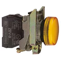 Jelzőlámpa komplett fém d22 1x LED narancs 24V AC/DC kerek lapos Harmony XB4 Schneider