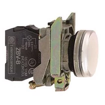 Jelzőlámpa komplett fém d22 1x LED fehér 230-240V AC/DC kerek lapos Harmony XB4 Schneider