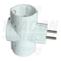 T-elosztódugó DIN(F)->3xDIN(F) fehér 16A 250V TRACON