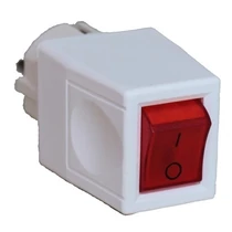 1z kapcsolós 2P+F dugvilla jelzőfénnyel lengő 2P 10A 240V billentyű/gomb fehér VA Elektronika