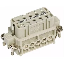 Ipari csatlakozó betét anya 10P 16A 250V csavaros hüvely termoplaszt-betét Han 10A-BU-S HARTING