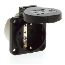 Háztartási dugalj beépíthető 2P+E +csapófedél 16A 3P 250V műanyag 50x50mm fekete IP54 S-Nova PCE