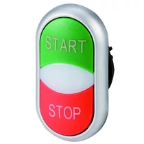 Kettős nyomógombfej műanyag d22 jelzőlámpával világító lapos kerek M22-DDL-GR-GB1/GB0 EATON