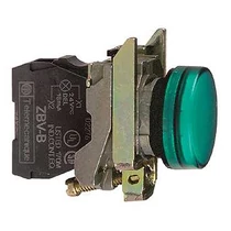 Jelzőlámpa komplett fém d22 1x LED zöld 24V AC/DC kerek lapos fényforrással Harmony XB4 Schneider