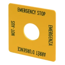 Felirati tábla vészgombhoz sárga négyzetes-forma 50mm-sz 50mm-ma M22-XYK1 EATON