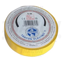 Szigetelőszalag sárga 18mm-sz 20m-ho TRACON
