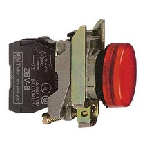 Jelzőlámpa komplett fém d22 1x LED piros 24V AC/DC kerek lapos Harmony XB4 Schneider