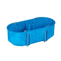 Gipszkarton szerelvénydoboz 2-es ovális 68mmx 140mmx 65mm-átmérő kék műanyag P2x60D SIMET