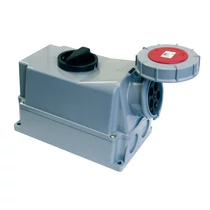 Ipari dugalj tokozott 3P+N+E mechanikai zár 63A IP67 5-pólus 400V(50+60Hz) piros műanyag-ház PCE
