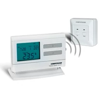 RF szobatermosztát programozható LCD +2xAA1,5V-elem +vevő digitális 5-40°C 6A 230V fehér QUANTRAX