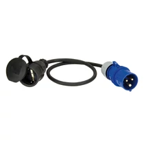Ipari dugvilla lengő lakókocsi adapter 2P+E 16A 3P 230V(50+60Hz) kék IP44 műanyag csavaros PCE