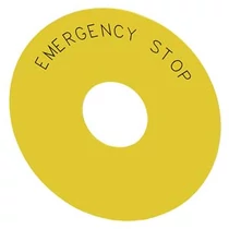 Felirati tábla vészgombhoz EMERGENCY STOP üres-szimbólummal sárga kerek 3SU SIEMENS