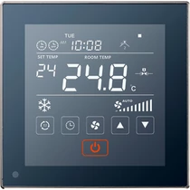 Termosztát FanCoil-hoz 5z ki/be 5gomb LCD/fix felirat 3A/ 250V LCF Touch RS485 Modbus Thermokon