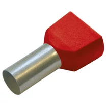 Érvéghüvely szigetelt iker 2x 1mm2 8mm piros Haupa