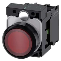 Nyomógomb komplett műa. d22 világító piros gomba 1z 24V-lámpafeszültség 3SU SIEMENS