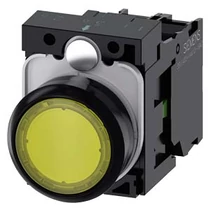 Nyomógomb komplett műa. d22 világító sárga gomba 1z 24V-lámpafeszültség 3SU SIEMENS