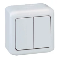 Forix 106+6 kettős váltókapcsoló betét komplett házban fehér falonkívüli csavaros IP44 2- LEGRAND