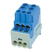 Elosztóblokk 100A kék 5x10+1x25+1x35mm2 csavaros 6csatl./10mm2 2csatl./25mm2 UVB100-L LEIPOLD