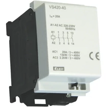 Installációs kontaktor sorolható 20A 24-400V AC/DC 4-z 230V AC/DC-műk 2mod VS420 Elko EP
