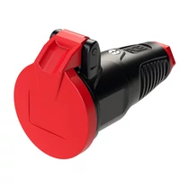 Dugalj lengő 2P+F +csapófedél 16A 230V egyenes fekete gumi csavaros IP54 PCE