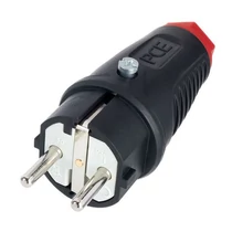 Dugvilla ipari +piros gyűrű 2P+F 16A egyenes 250V fekete gumi csavaros IP54 Taurus PCE