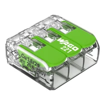 Vezetékösszekötő oldható 20A/300V leágazás 3x 0,14-4mm2 átlátszó polikarbonát (PC) Green WAGO