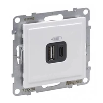 Suno USB töltőaljzat A+C 2x AC-típ 100-240V 50-60Hz/ 3000mA-max. 5V süllyesztett fehér LEGRAND