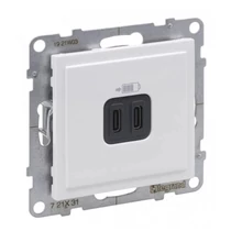Suno USB töltőaljzat C 2x CC-típ 100-240V 50-60Hz/ 3000mA-max. 5V süllyesztett fehér IP20 LEGRAND