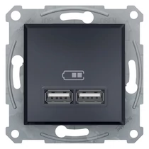 Asfora USB töltőaljzat A+A 2/ki 2100mA-max. 5V süllyesztett antracit Schneider
