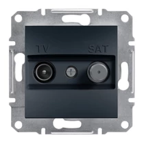 Asfora antenna aljzat TV-SAT süllyesztett komplett antracit 2-kimenet átmenő 4dB/860MHz Schneider