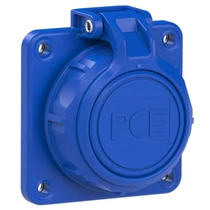 Dugalj beépíthető 2P+E +csapófedél 16A 3P 250V műanyag 75x75mm kék egyenes csavaros Nautilus PCE