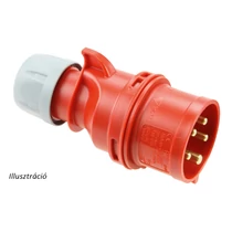 Ipari dugvilla lengő 3P+E 16A 4P 400V(50+60Hz) piros IP44 műanyag csavaros 6h-pozíció Shark PCE