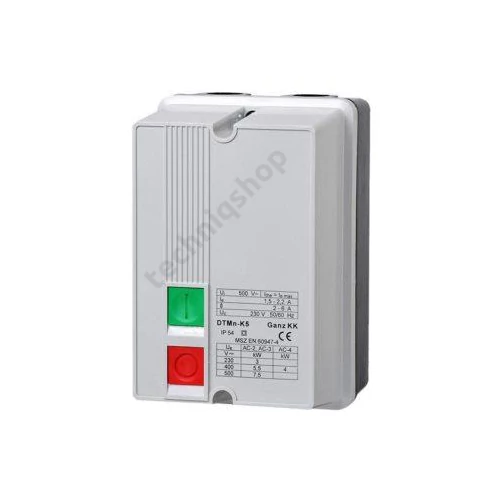 Komplett motorindító tokozott direkt 1,5-2,2A 0.37kW/400VAC-3 380-400VAC IP54 DTMn-K5 Ganz KK