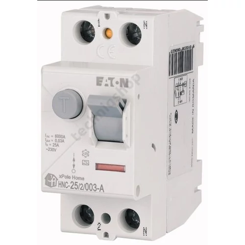 Áram-védőkapcsoló (Fi-relé) analóg 2P 25A 30mA A-típus 6kA HNC-25/2/003-A xPole Home EATON
