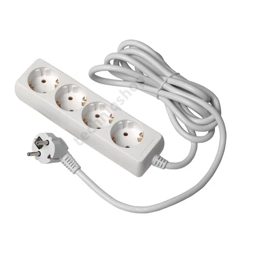 Hosszabbító kapcsoló nélküli, SCHUKO, 4-ES, 3M, MAX. 3500W, IP20, 220-240V/AC