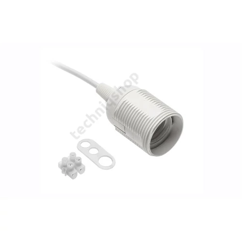 Foglalat E 27 müanyag 160mm vezetékkel 230V fehér