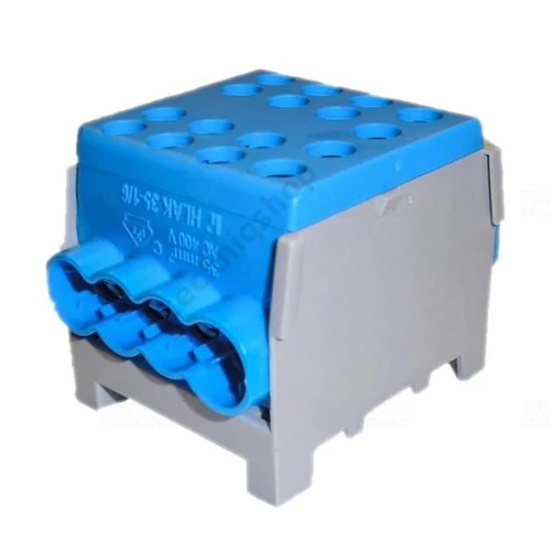 Fővezetéki leágazókapocs 150/125A Cu/Al csavaros kék 2x35+6x25mm2 HLAK 35-1/6 M2 Pollmann